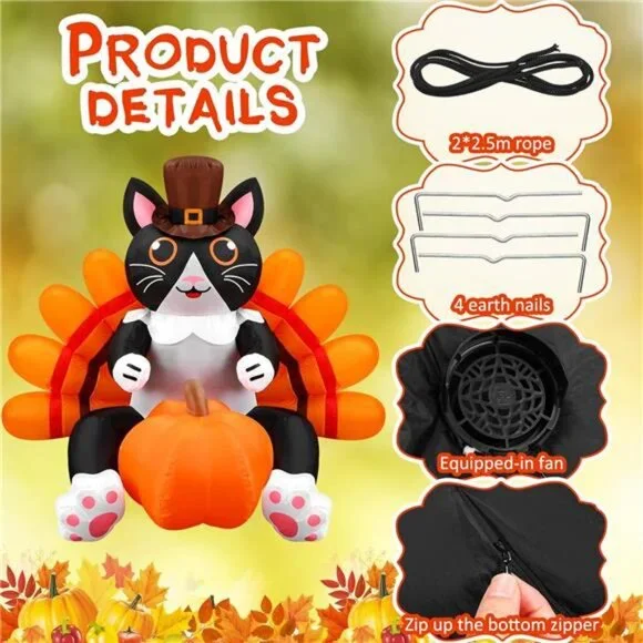 5 ft Height Thanksgiving Inflatable Animal with Built in LED Lights